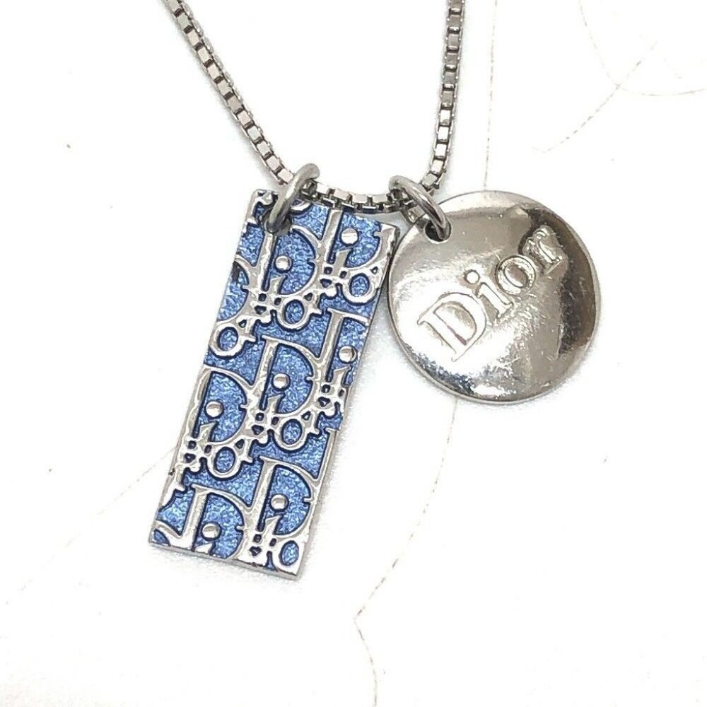 Dior Trotter Number 2 plate Pendant Necklace Metal blue - Picture 3 of 8
